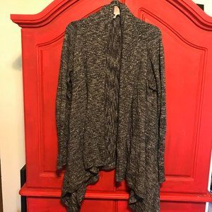 Lucky Brand open long cardigan sweater size L black white